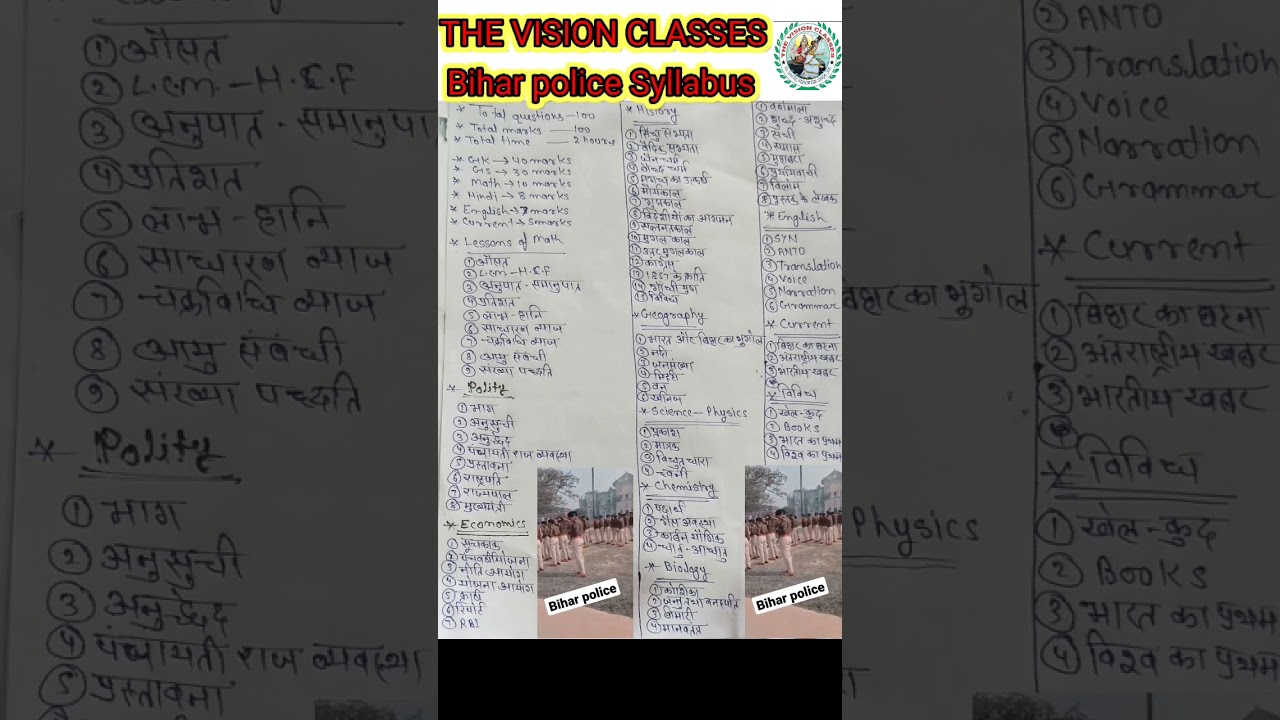 Bihar police syllabus