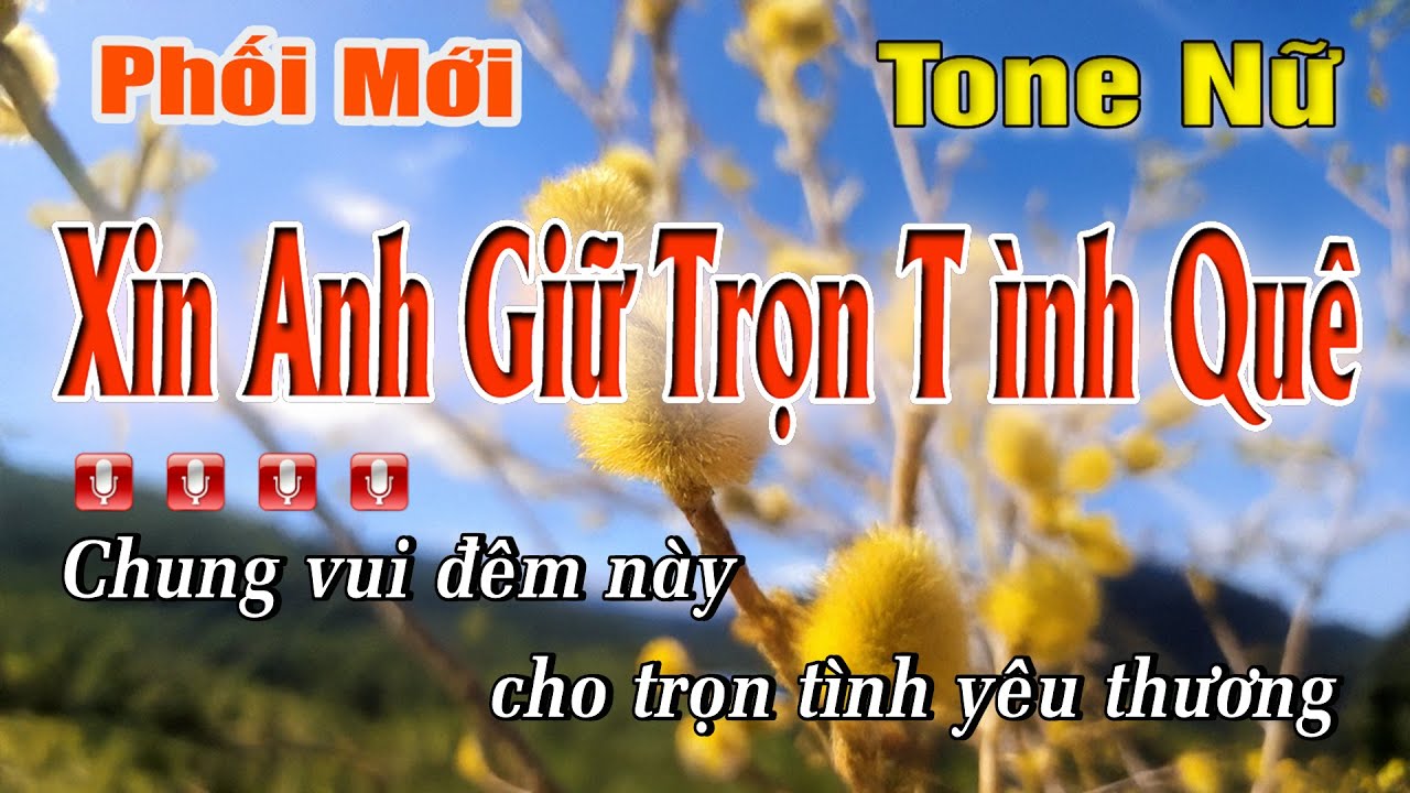 KARAOKE XIN ANH GIỮ TRỌN TÌNH QUÊ TONE NỮ | PHỐI MỚI ( Em )