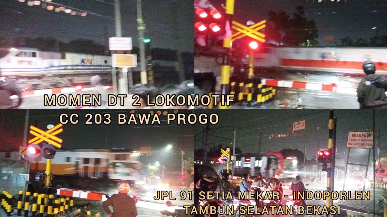 DT 2 LOKOMOTIF CC 203 PUTIH GARIS BIRU & OREN BAWA PROGO! JPL 91 Indoporlen Tambun Selatan Bekasi