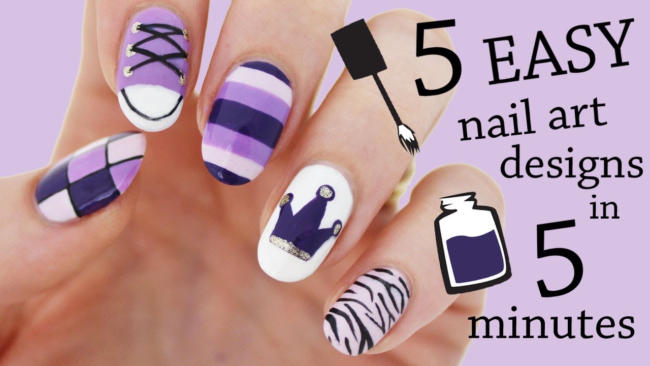 FIVE IN FIVE | Easy Purple Nail Art Designs | Nailed It NZ