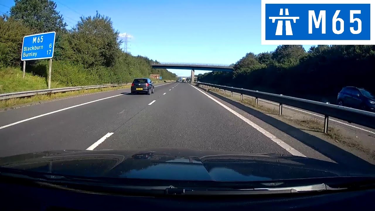 Driving in the UK - M65 Motorway - J2 (M61) to J4 (A666 - Blackburn)