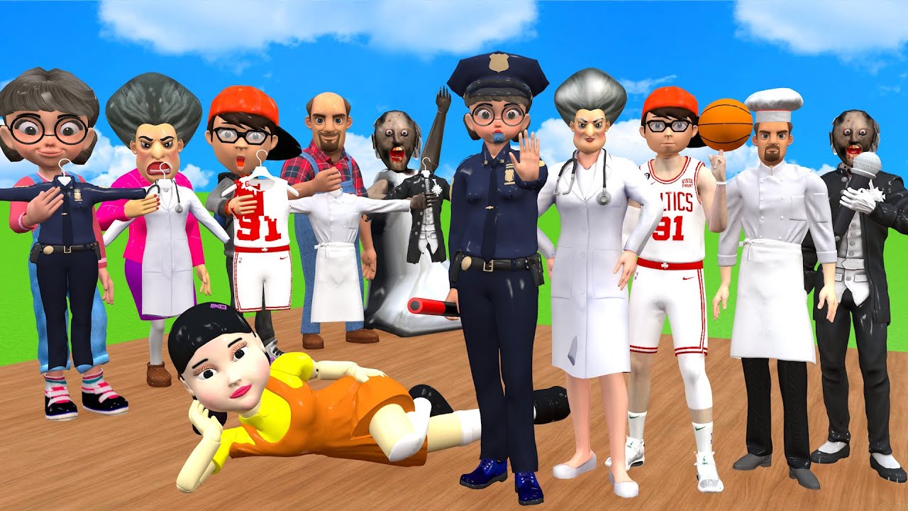 Scary Teacher 3D vs Squid Game Halloween Transformation Festival