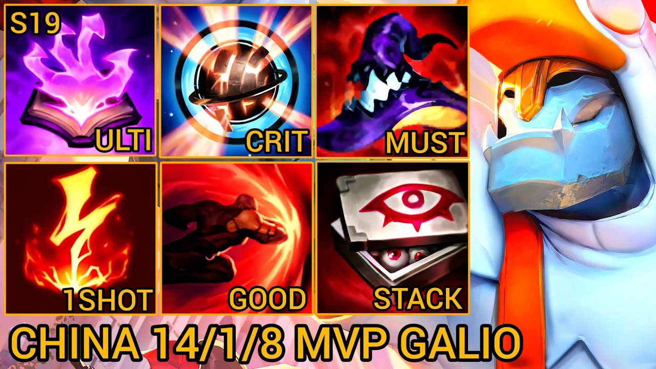 GALIO Mid Lane MVP S+ 14/1/8 - China Wild Rift New Build & Runes By Tiarty