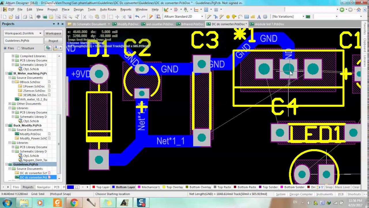 Altium guide for beginners with DC DC converter PCB