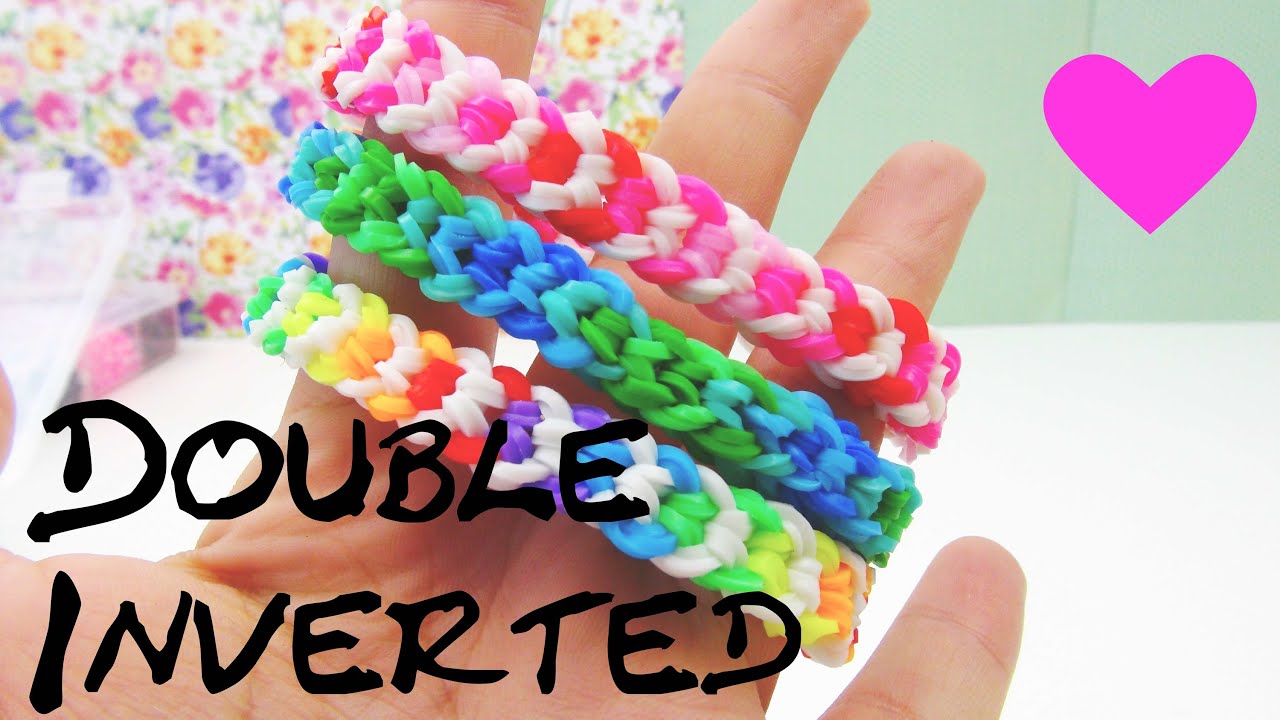 Loom Bands Double Inverted deutsche Anleitung mit Gabel rainbow loom doppelarmband tutorial