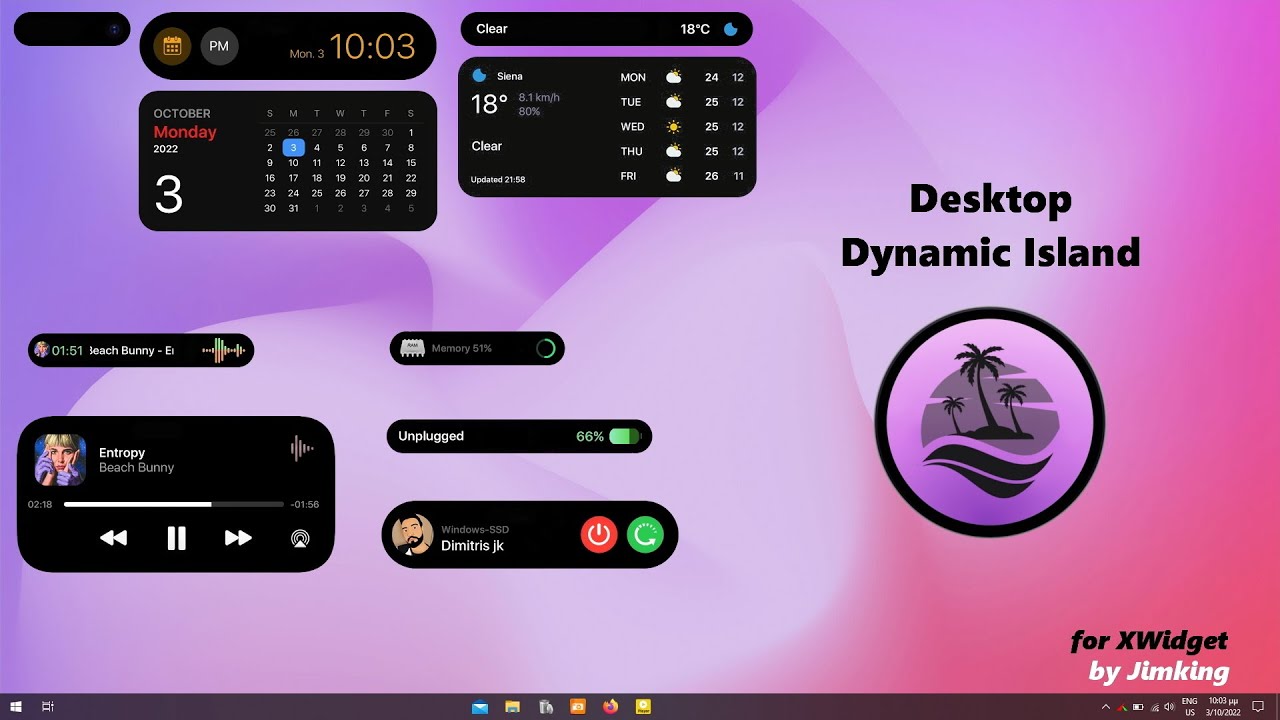 Desktop Dynamic Island - PC Customisation XWidget