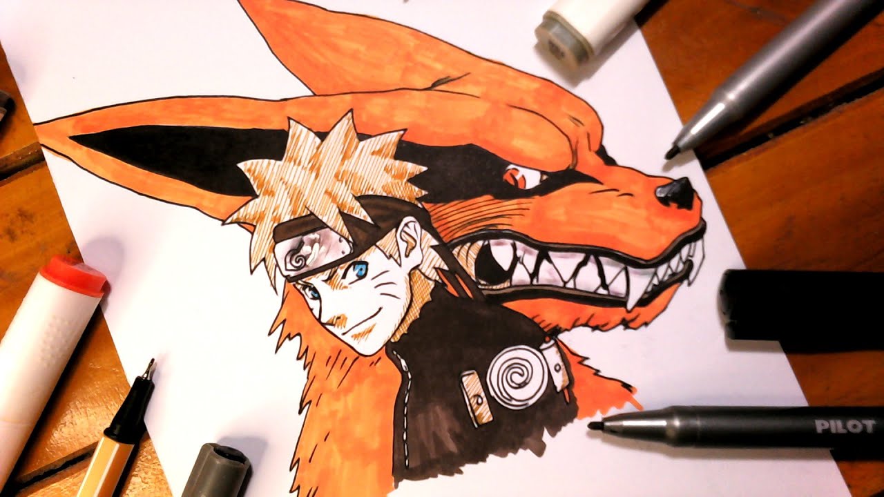 how to draw naruto with kurama