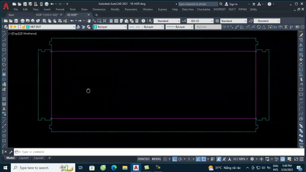 Thực hành vẽ AutoCAD để cắt CNC hộp giấy, hộp mê ca | Bài tập 53