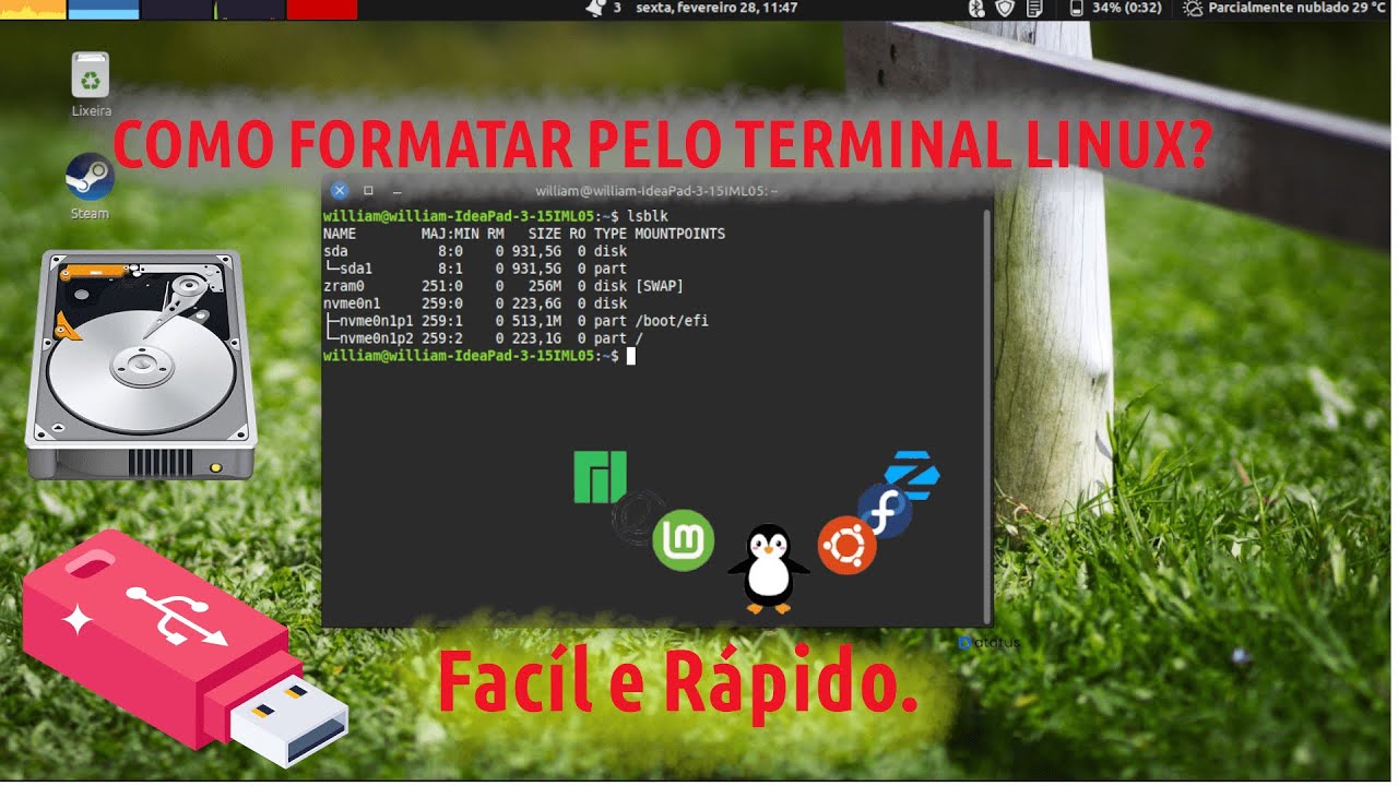 ⚙️COMO FORMATAR PELO TERMINAL  NO LINUX🐧
