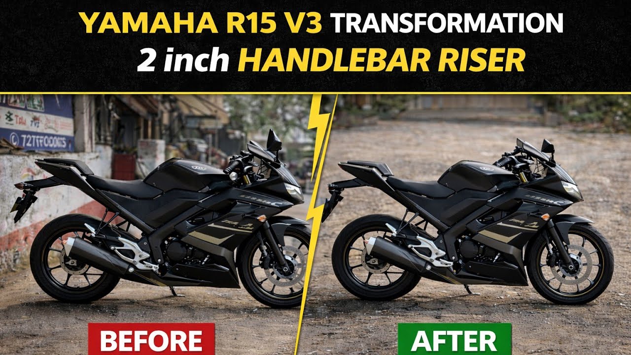 Yamaha R15 V3 | Transformation after installing 2 inch handle bar riser | posture correction