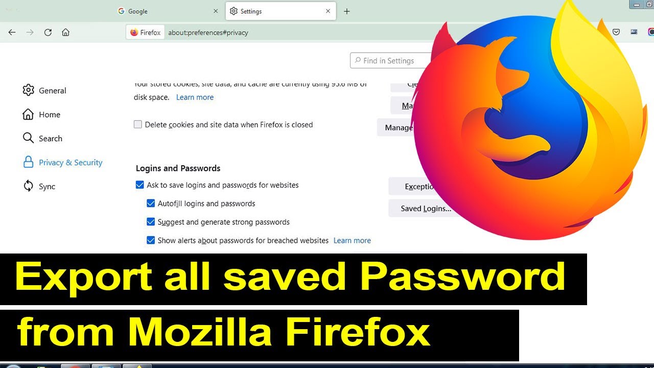 How to export all saved password from Mozilla Firefox?