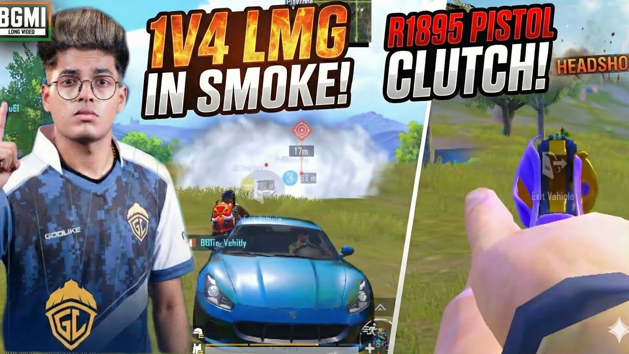 BGMI Smoke 1v4 Clutch 🔥 LMG Spray + R1895 Pistol Clutch 😱