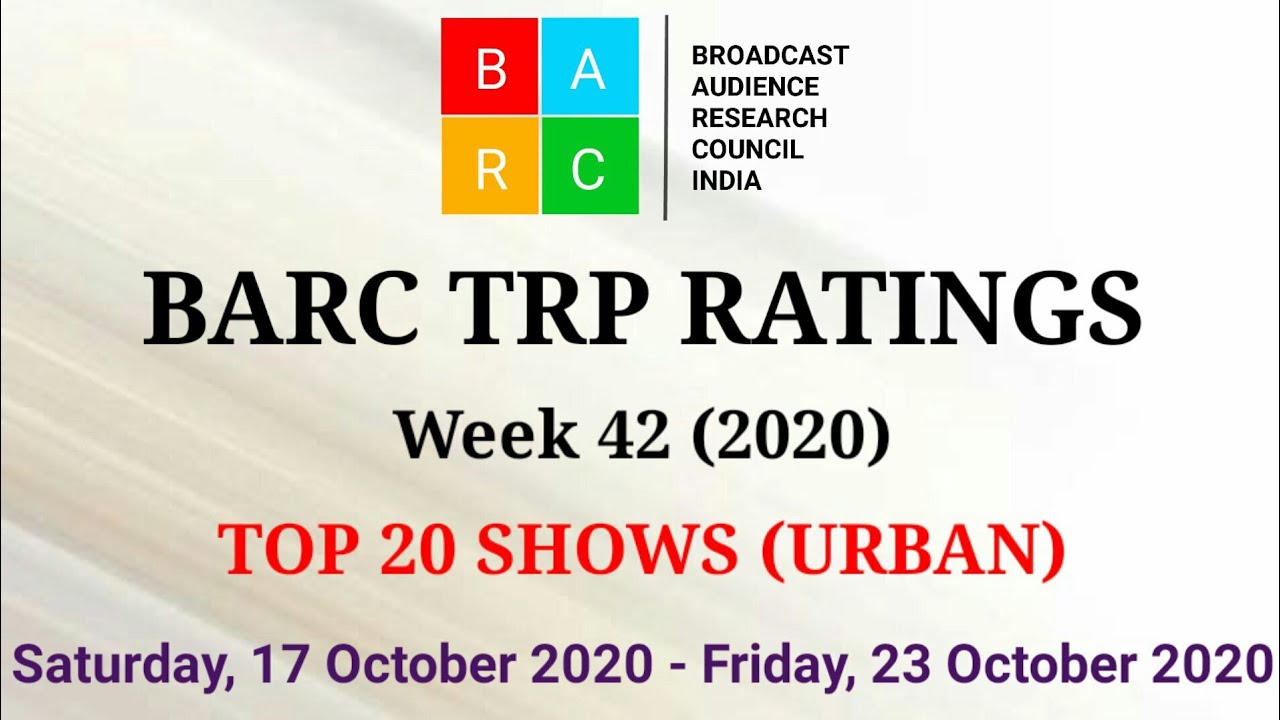 BARC TRP Ratings Week 42 (2020) : TOP 20 Shows (Urban)