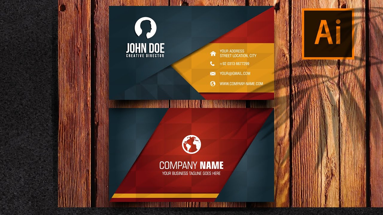 Visiting Card Design In Illustrator cc | Business Card 💳 Design and mockup tutorial