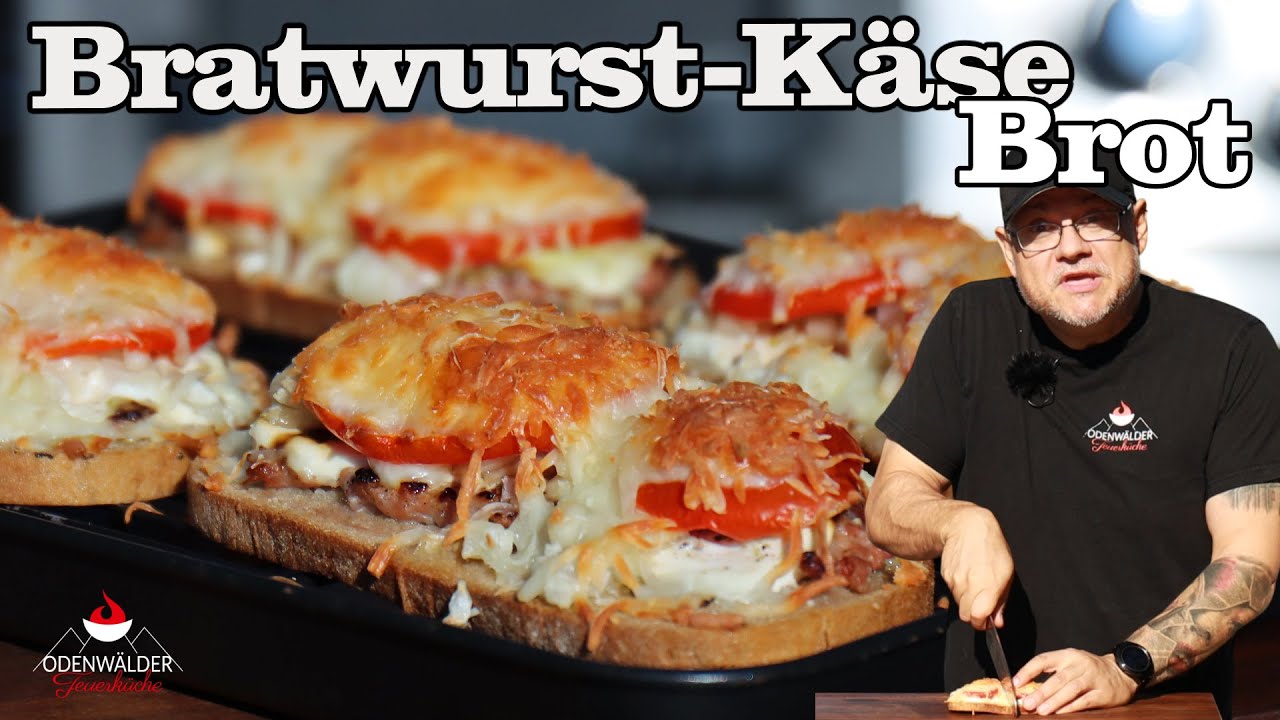 Bratwurst Käse Brot - Gegrillt & überbacken