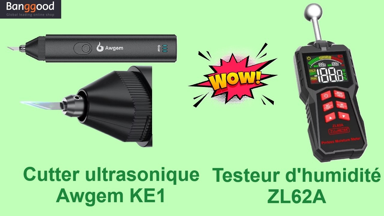 Cyrob : Cutter à ultrason Awgem KE1 et testeur d'humidité par contact ZL62A / ZL62B