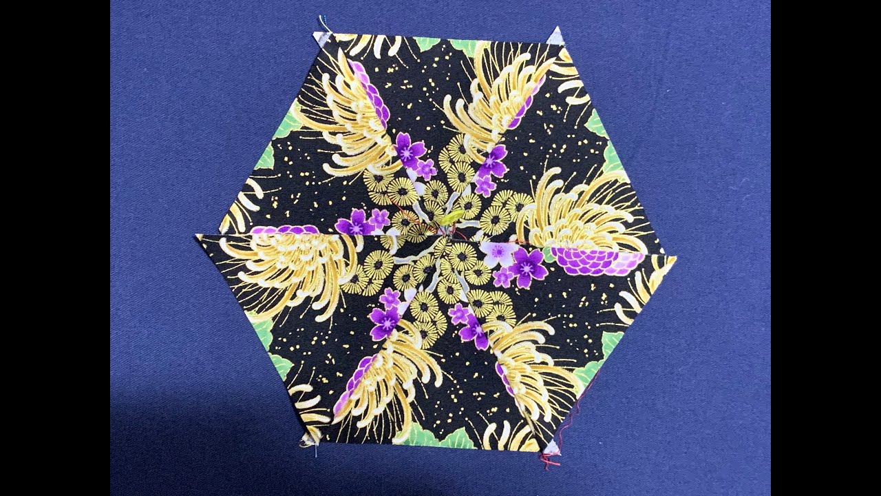 Making the first block of the Kaleidoscope Quilt