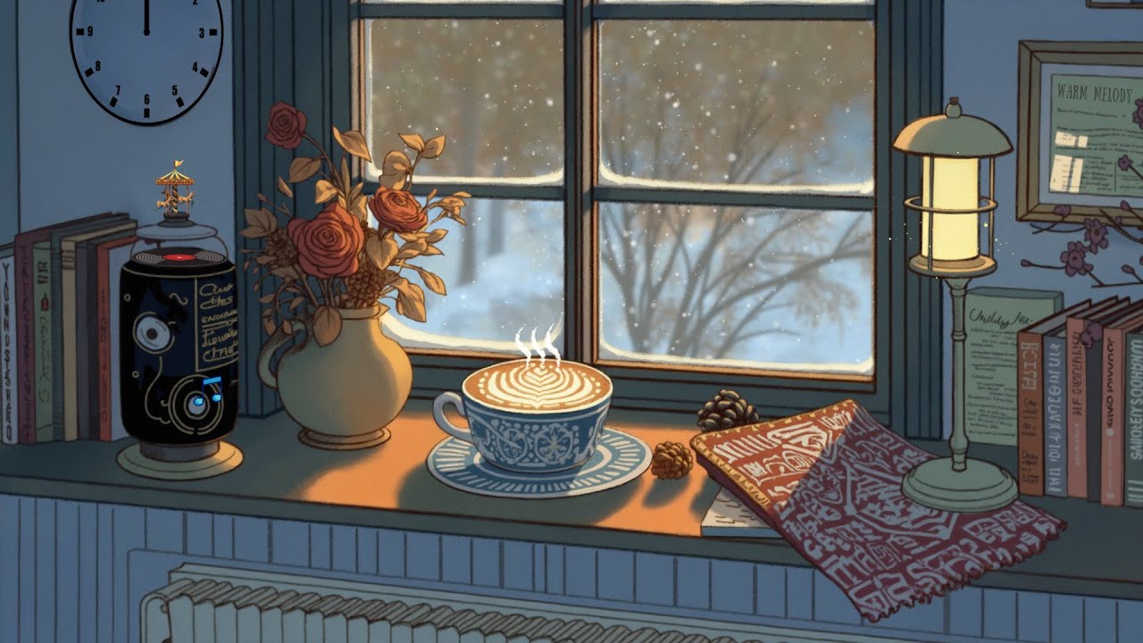 Fall in Love with January ☕📚 A ray of soft sunlight, a cup of coffee, a lofi yearning playlist