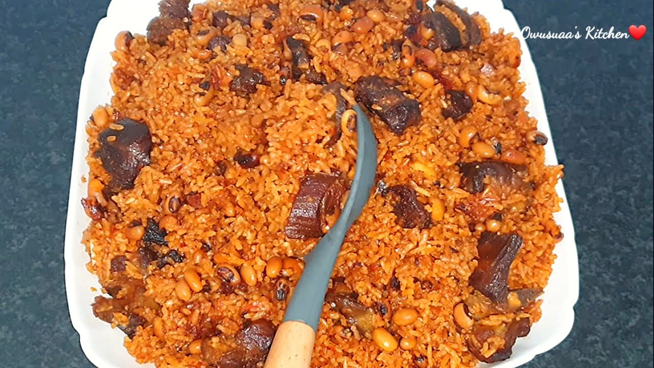 How To Cook The BEST& Tastiest Jollof Rice Recipe ||The Perfect Ghana Goat Meat Party Beans Jollof.