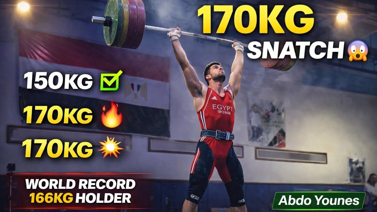 From 150KG to 170KG! 3 Snatch Attempts by World Record Holder Abdo Younes #weightlifting #abdoyounes