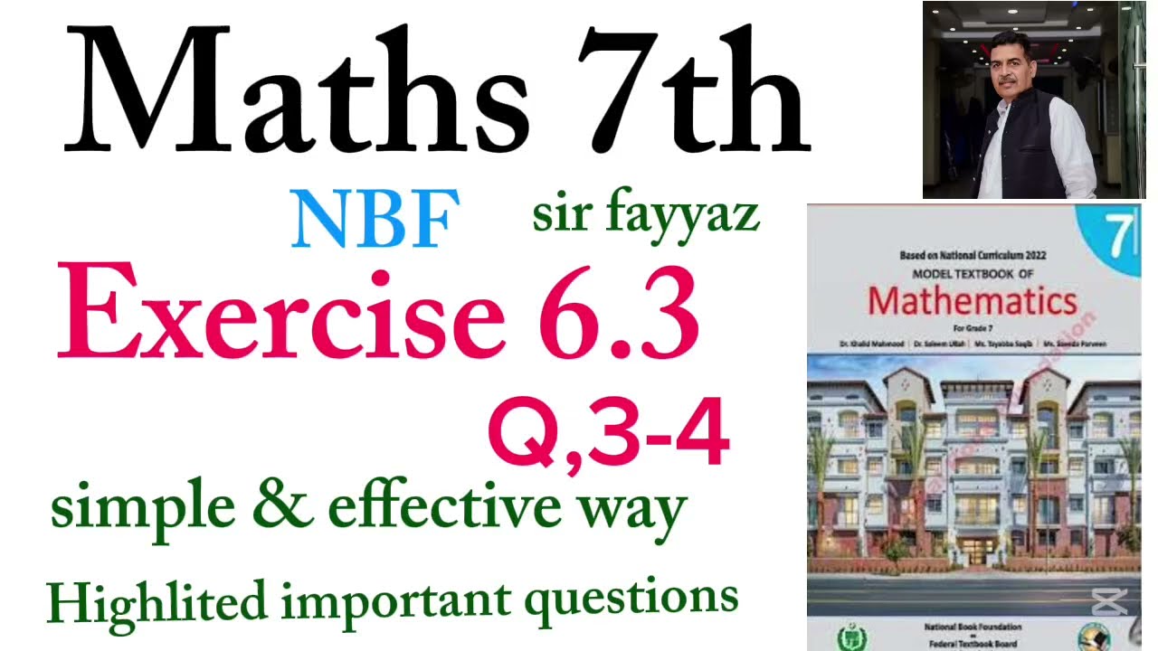 Maths class 7th | exercise 6.3 | Q, 3,4|   Algebra | ex 6.3 | NBF | unit 6 | Sir fayyaz