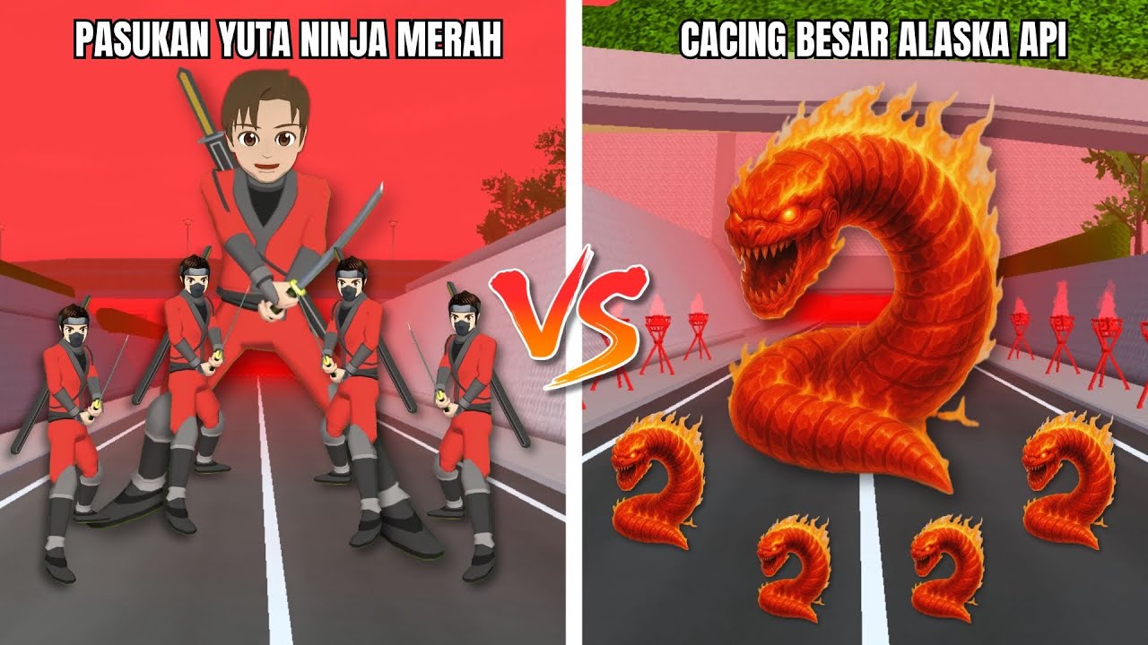 ALASKA'S BIG FIRE WORM EXPERIMENT RAGES BURN SAKURA CITY VS GIANT RED NINJA YUTA!😱 Sakura