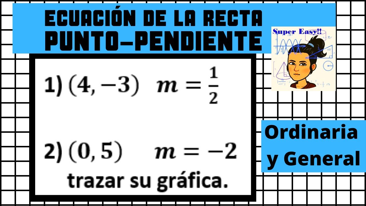 Ecuación de la recta punto pendiente (Ordinaria y general).