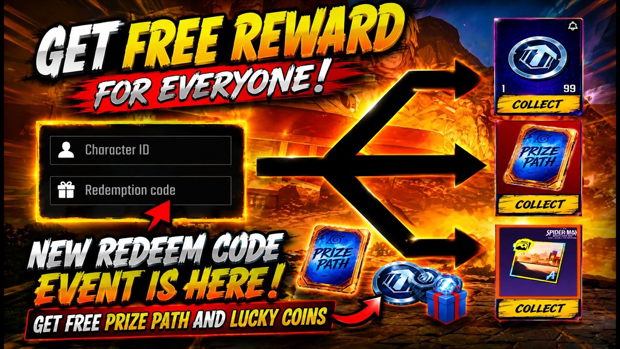 NEW REDEEM CODE EVENT IS HERE ! GET FREE NARUTO PRIZE PATH  SPIDER-MAN LOBBY & LUCKY COINS | PUBGM