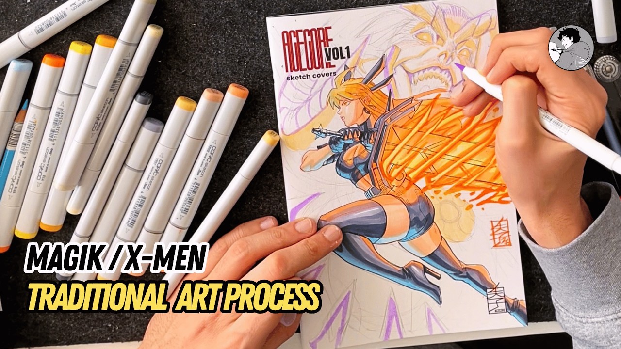 Art Process: Magik (X-Men) with alcohol markers and ink.