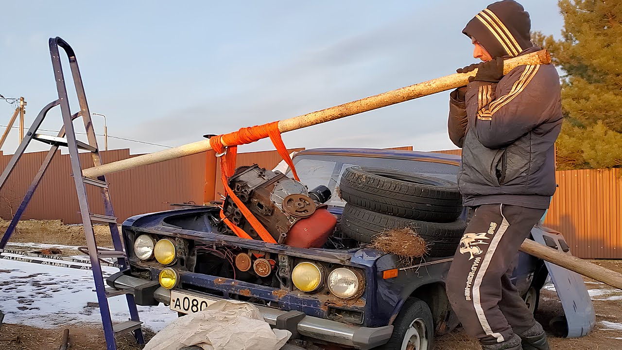 Новый ДВИГАТЕЛЬ для ДВОЙКИ. Ставлю пятиступку. Замена КПП без ЯМЫ / ВАЗ 2102