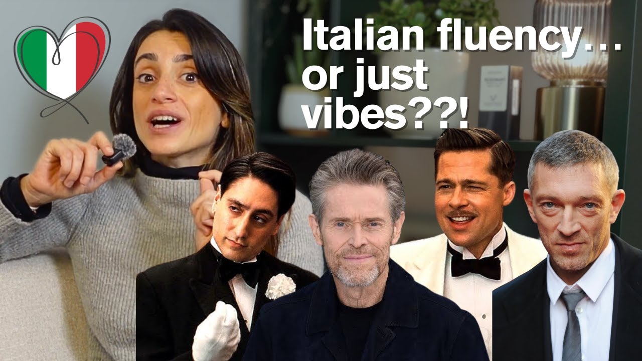 Italian Teacher reacts to Brad Pitt, Willem Dafoe, Vincent Cassel speaking Italian
