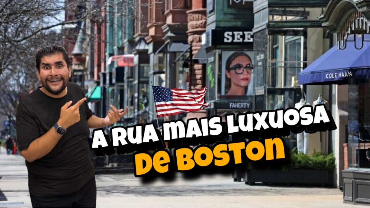 ANDANDO PELA RUA MAIS FAMOSA DE BOSTON - SÓ LOJA DE RICO 🤯