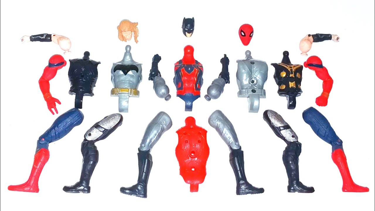 MARVEL LEGENDS ACTION FIGURES, Bat-man vs Red-spiderman vs Captain thor 