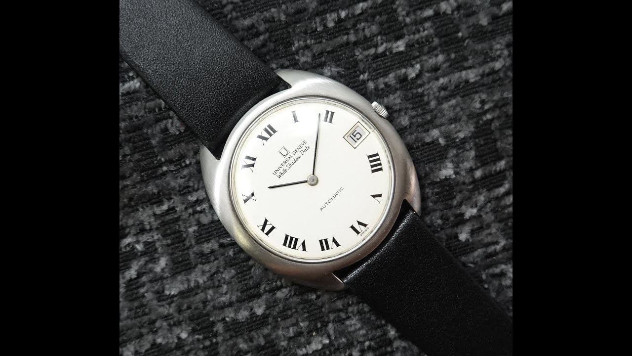 Мужские винтажные часы Universal Geneve White Shadow Date 1968 года с автоматическим механизмом с...