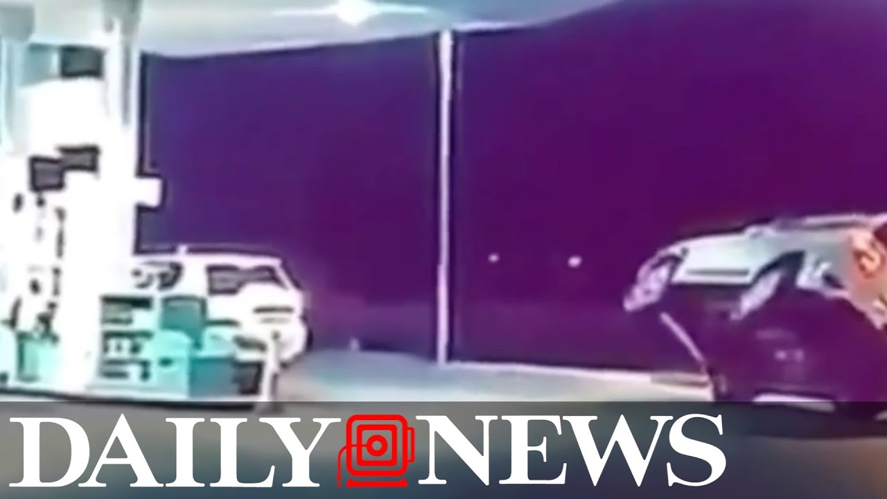 Dubai police arrest driver after two-wheeled gas station stunt