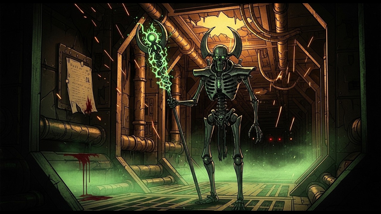 When Necrons Investigate a Drifting Space Hulk in Warhammer 40K