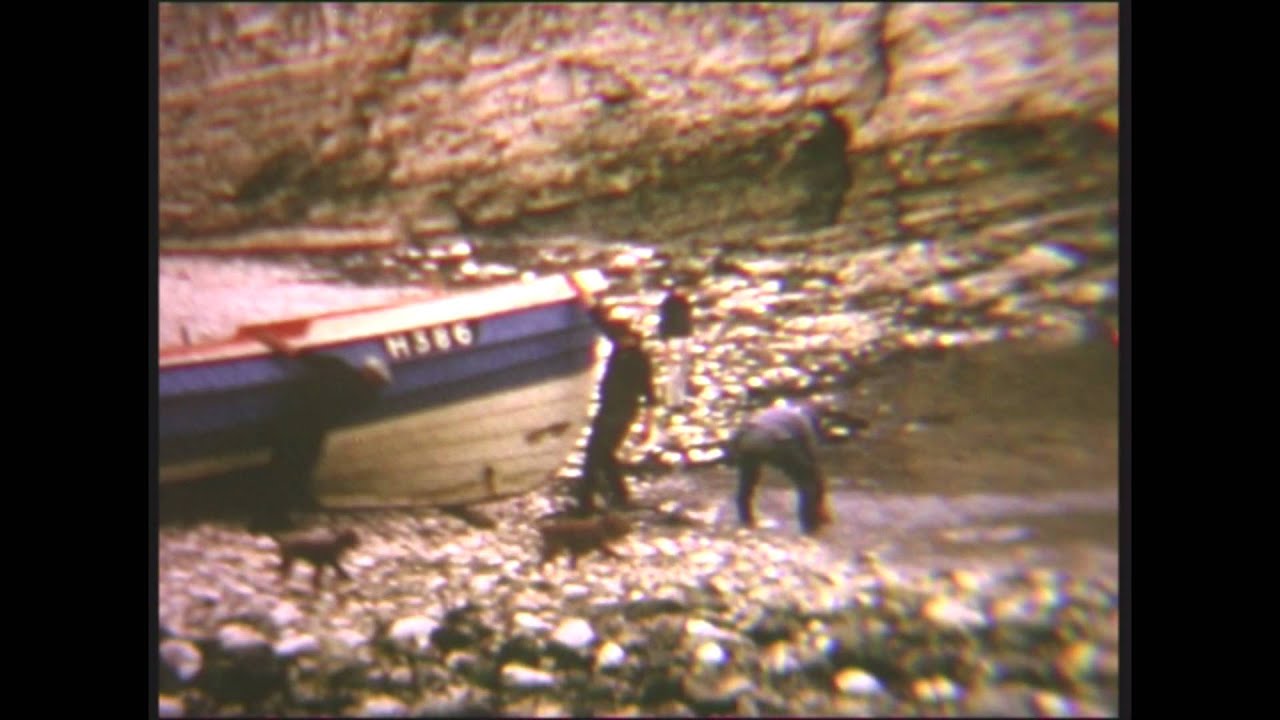Launching Coble H386 Dennis at North Landing, Flamborough in the 1960s