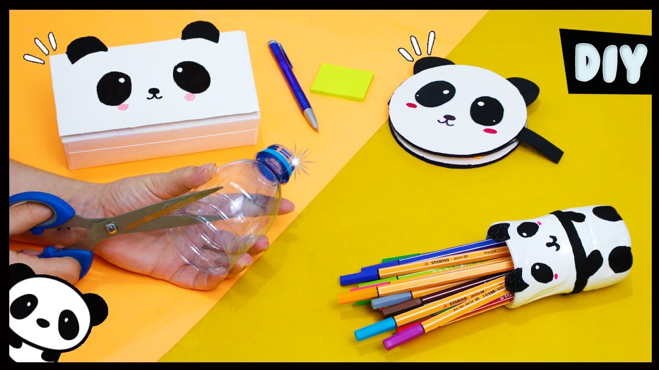 DIYs DO LIXO AO LUXO 🐼 MATERIAL ESCOLAR DE PANDA | Jessika Taynara