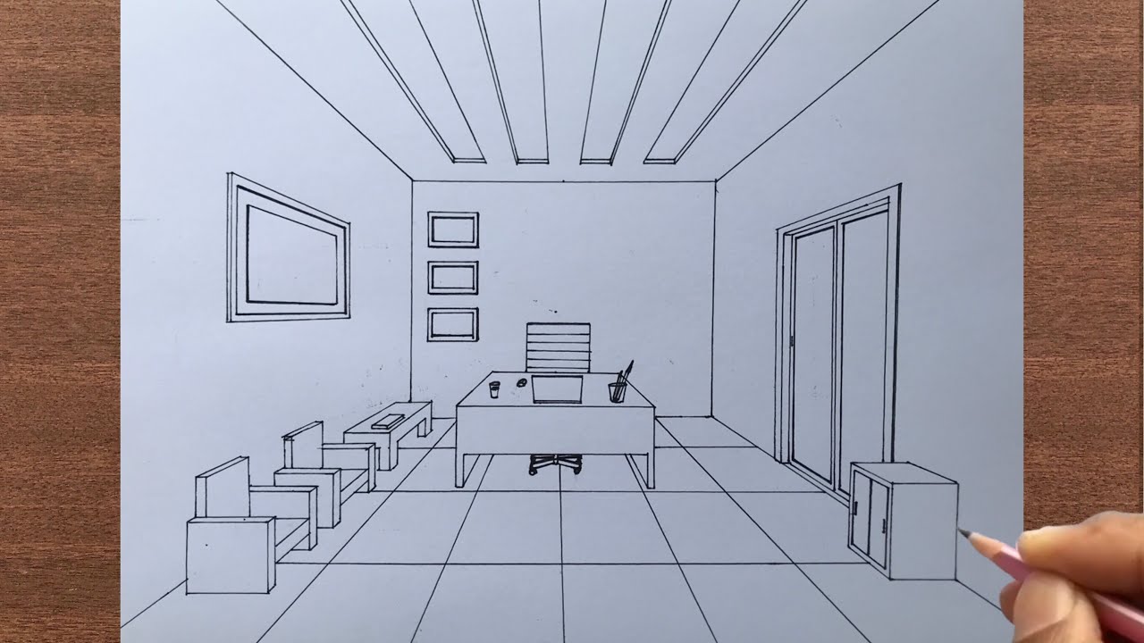 How to Draw an Office in 1 Point Perspective
