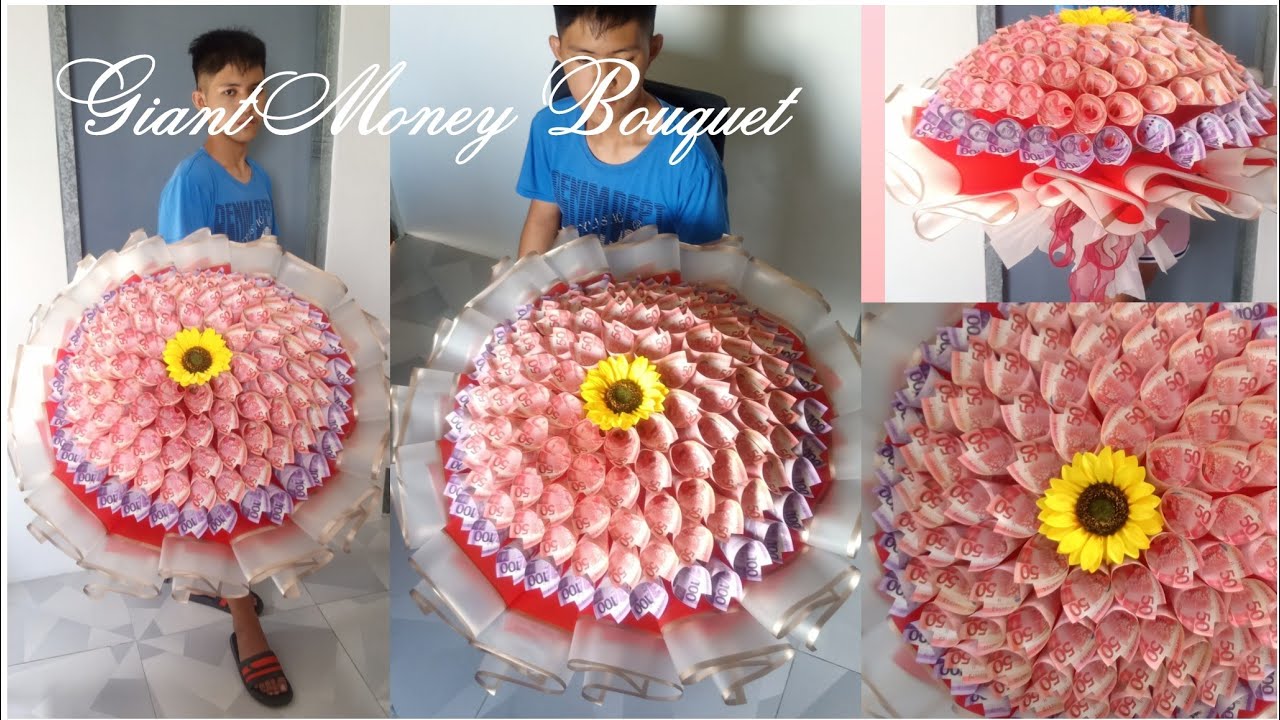 Giant money bouquet step by step tutorial #diybouquet #moneybouquet #moneyflower #