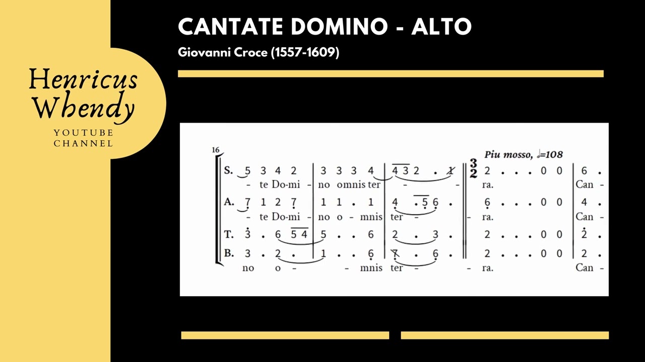 Cantate Domino - Giovanni Croce (1557-1609) - Video Score Alto