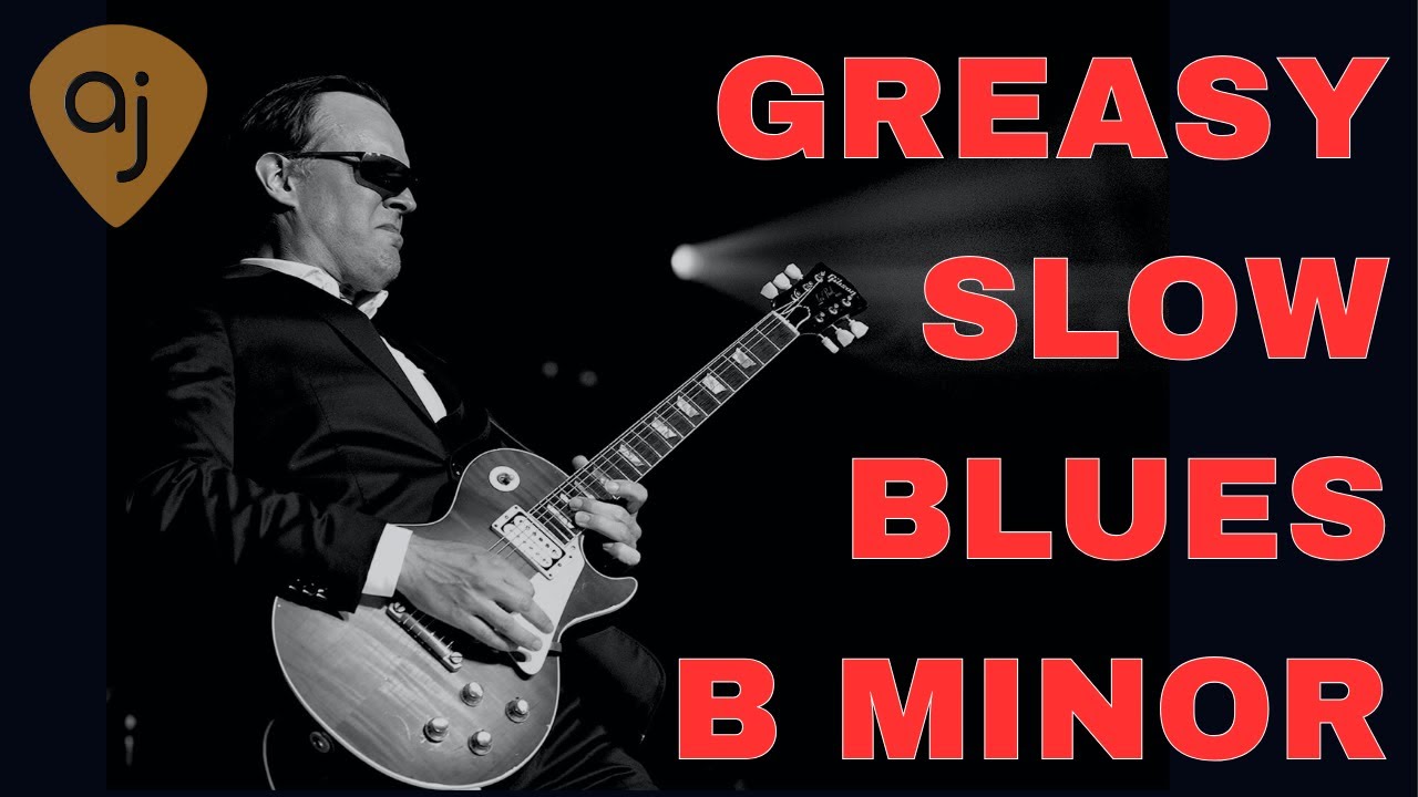 Greasy Slow Minor Blues Jam in B | Guitar Backing Track (B Minor  / 136 BPM)