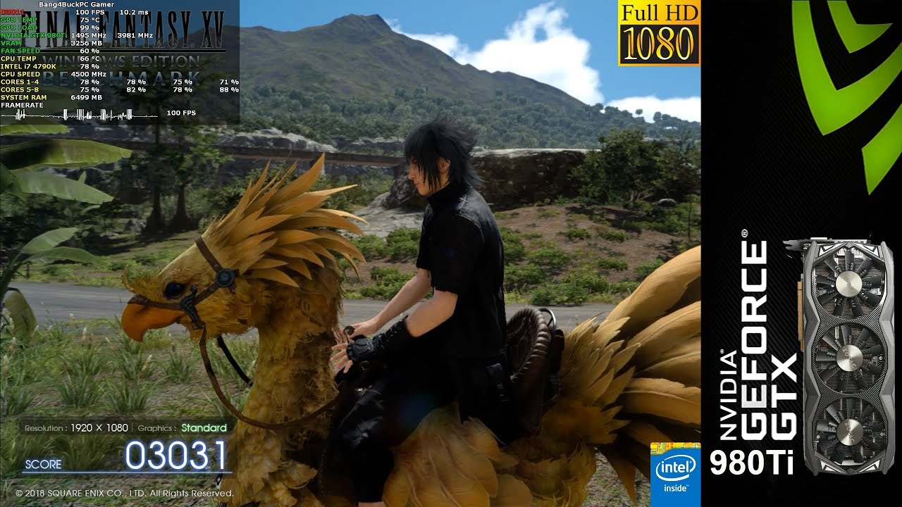 FINAL FANTASY XV WINDOWS EDITION BENCHMARK 1080P STANDARD | GTX 980TI | i7 4790K 4.5GHz
