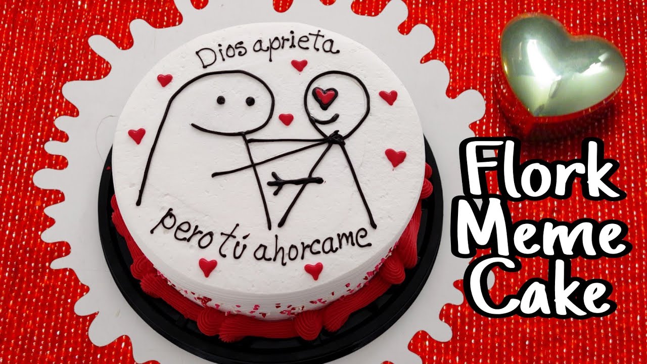 Pastel San Valentín, Flork Meme Sticker Cake #Memes #cake #sanvalentin #valentinesday