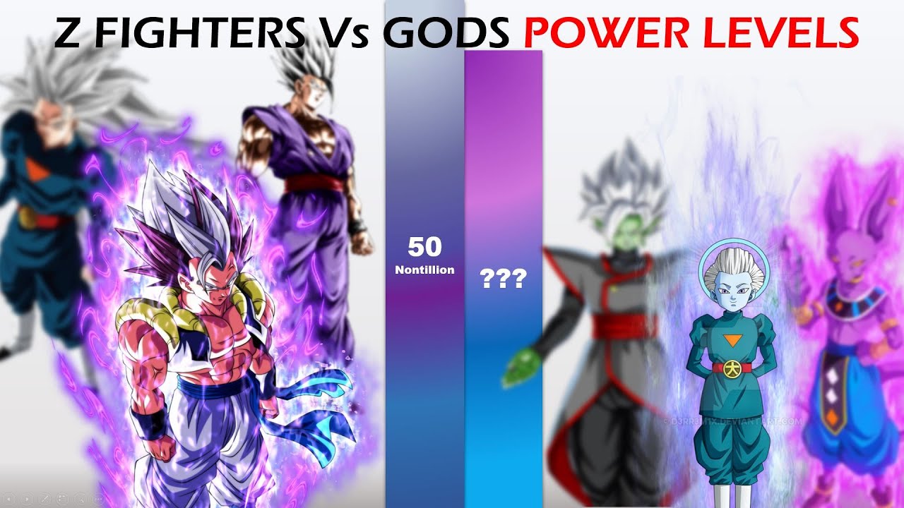 Dragon ball Z/Super All Z Fighters Vs All Gods POWER LEVELS!