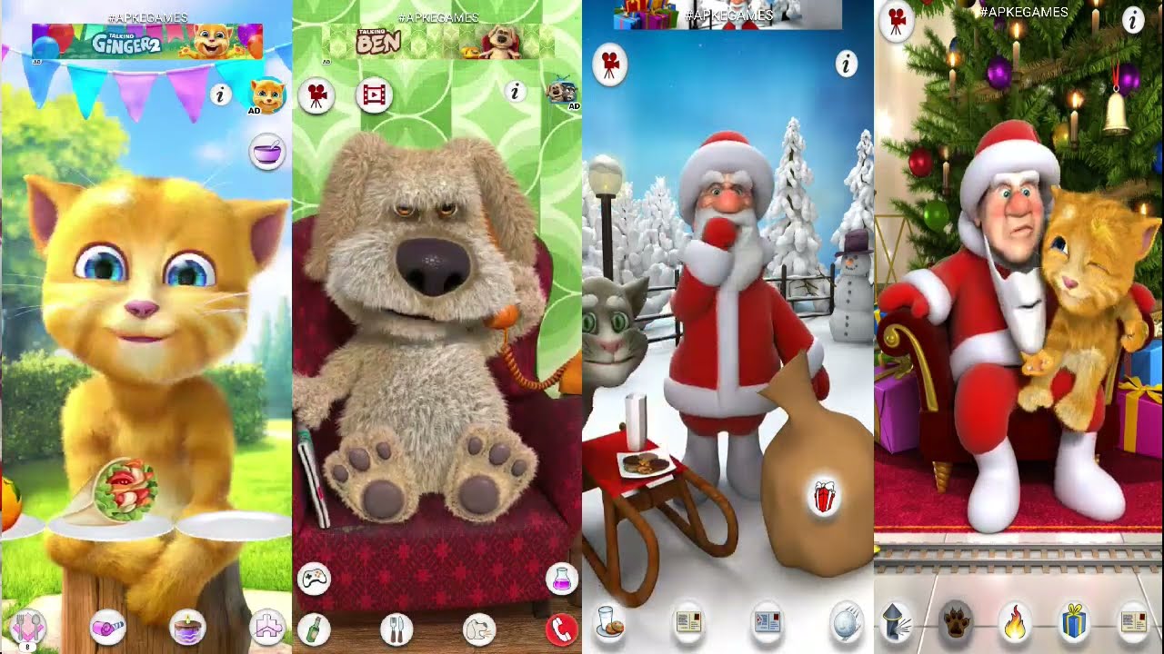 Talking Santa meet Ginger vs My Talking Ben vs Talking Santa meet Ginger vs My Talking Ginger 2