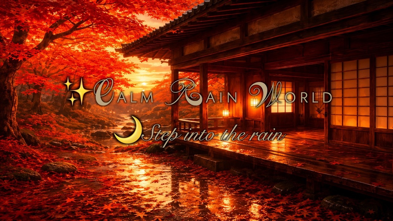 🍁🏯 Autumn Rain at Traditional Japanese House | Peaceful Sleep ASMR