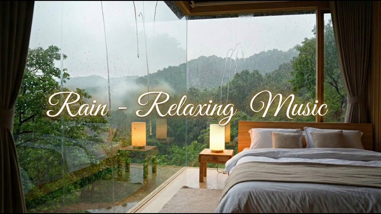 Soft Healing Piano + Steady Rain Ambience — 1 Hour Relaxing Instrumental Background Music
