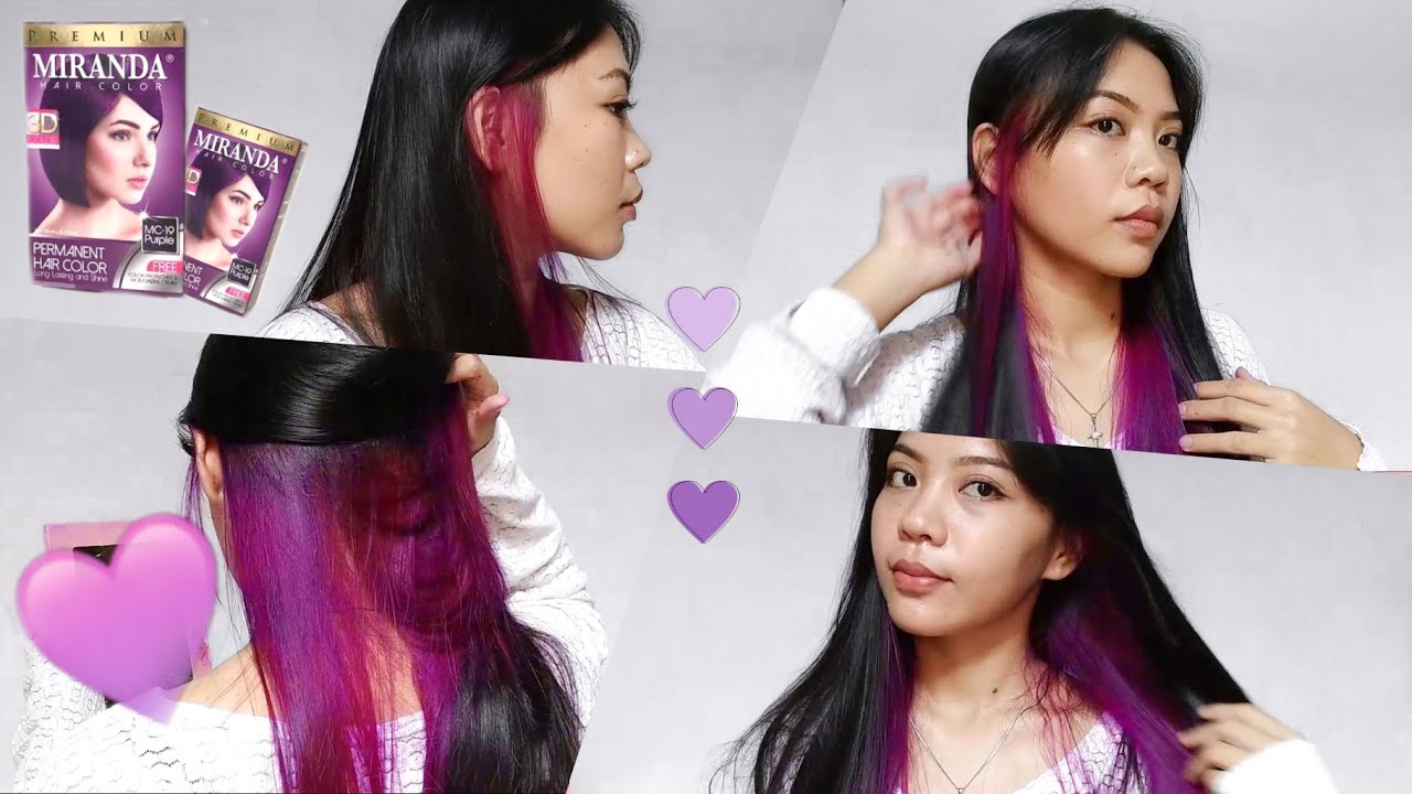 Cara Cat & Bleaching Rambut Bagian Dalam Saja|| Miranda Hair Color Purple💜