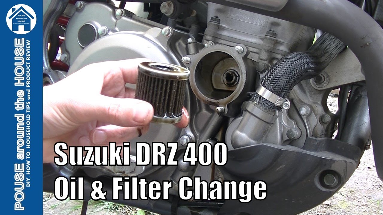 Suzuki DRZ 400 oil change & oil filter change. DRZ 400SM service.